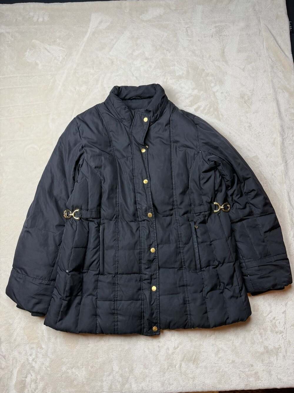 Fashion Bug Black Down Puffer Jacket Coat With Gold Hardware